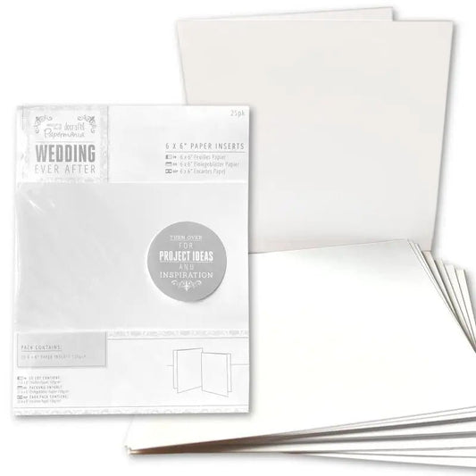 6 x 6" Paper Inserts (25pk) - Wedding White (PMA 158130) - Printable Heaven