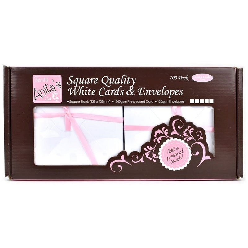 Square Cards/Envelopes (100pk) - White (ANT 1512000)