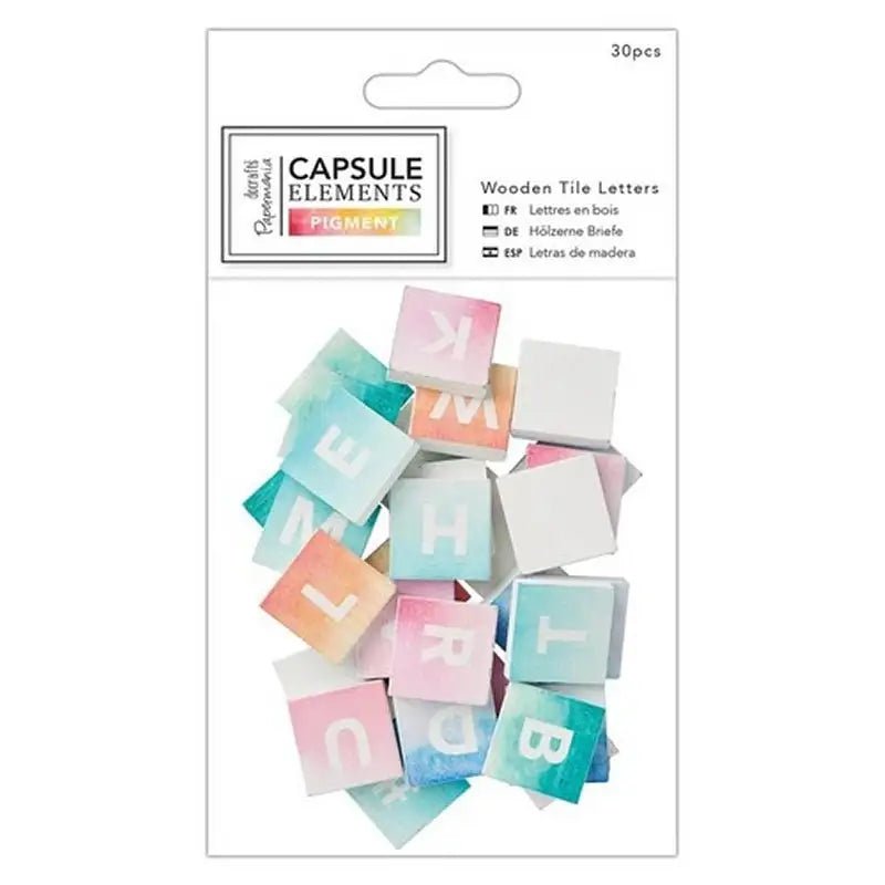 Wooden Letter Tiles (30pcs) - Elements Pigment (PMA 174682) - Printable Heaven