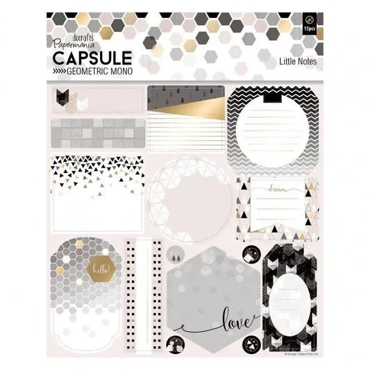 Little Notes (12pcs) - Capsule - Geometric Mono (PMA DCM 066) - Printable Heaven