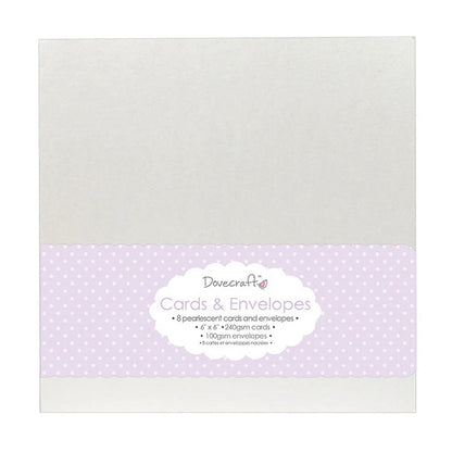 Dovecraft 8 Pearlescent White 6x6" Cards & Envelopes (DCCE006)