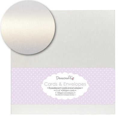 Dovecraft 8 Pearlescent White 6"x6" Cards & Envelopes