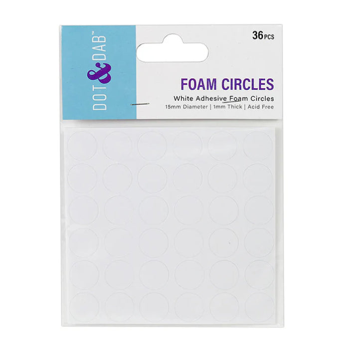 Dot & Dab Adhesive Foam Circles 1mm x 15mm Diameter 36 pieces (DDADH027)