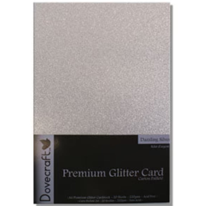 Dovecraft A4 Glitter Card Silver - 20 Sheets (DCGC04)