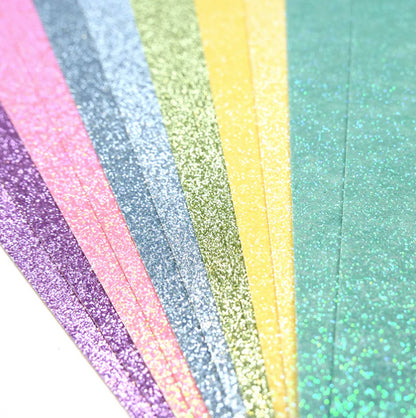 Dovecraft A4 Double Sided Glitter Bumper Pack - Rainbow Pastels - 350gsm - 12 Sheets (DCGCD042)