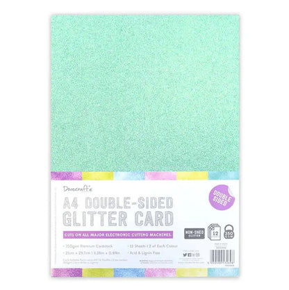 Dovecraft A4 Double Sided Glitter Bumper Pack - Rainbow Pastels - 350gsm - 12 Sheets (DCGCD042) - Printable Heaven