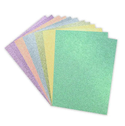 Dovecraft A4 Double Sided Glitter Bumper Pack - Rainbow Pastels - 350gsm - 12 Sheets (DCGCD042) - Printable Heaven