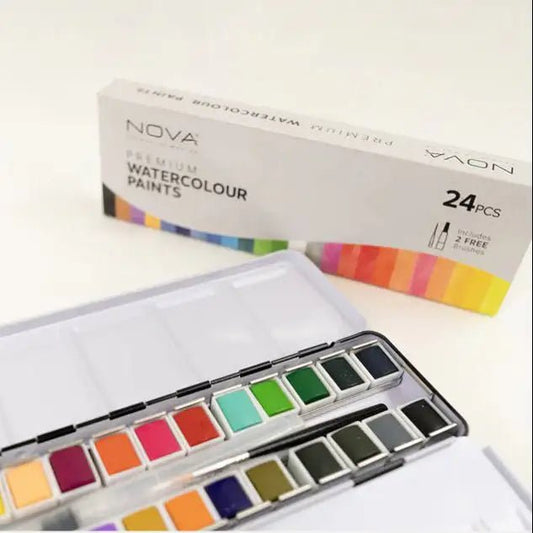 Nova Premium Watercolour Paints - Set of 24 (NVMXM022) - Printable Heaven