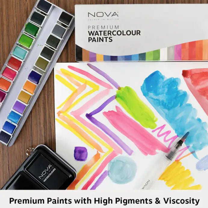 Nova Premium Watercolour Paints - Set of 24 (NVMXM022) - Printable Heaven