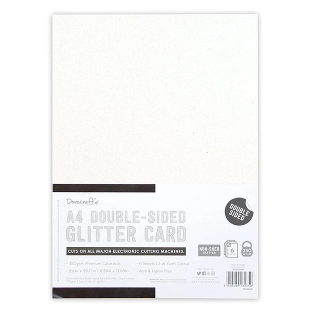 Dovecraft A4 Double Sided Glitter Pack - Black & White - 350gsm - 6 sheets (DCGCD038)