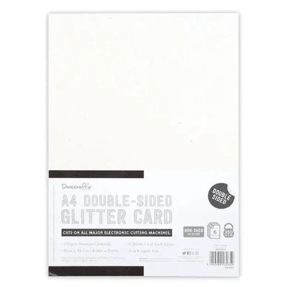 Dovecraft A4 Double Sided Glitter Pack - Black & White - 350gsm - 6 sheets (DCGCD038) - Printable Heaven