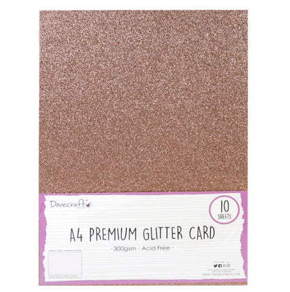 Dovecraft A4 Glitter Card 300gsm 10 Sheets - Dark Rose Gold (DCGCD030)