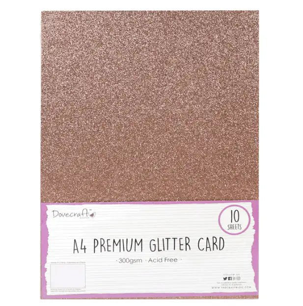 Dovecraft A4 Glitter Card 300gsm 10 Sheets - Dark Rose Gold (DCGCD030) - Printable Heaven