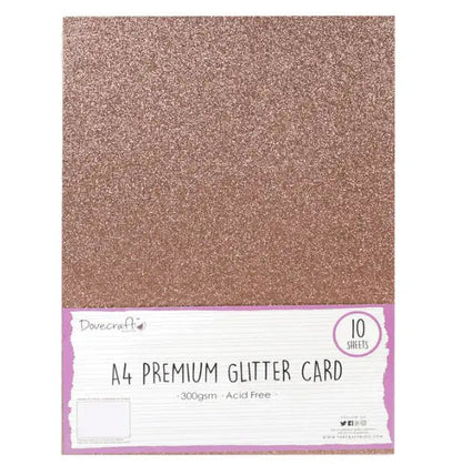Dovecraft A4 Glitter Card 300gsm 10 Sheets - Dark Rose Gold (DCGCD030) - Printable Heaven