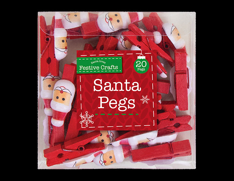 Christmas Santa Wooden Pegs - 20 Pack (XMA3199OB)