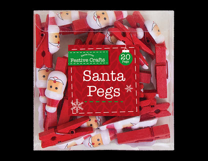 Christmas Santa Wooden Pegs - 20 Pack (XMA3199OB)