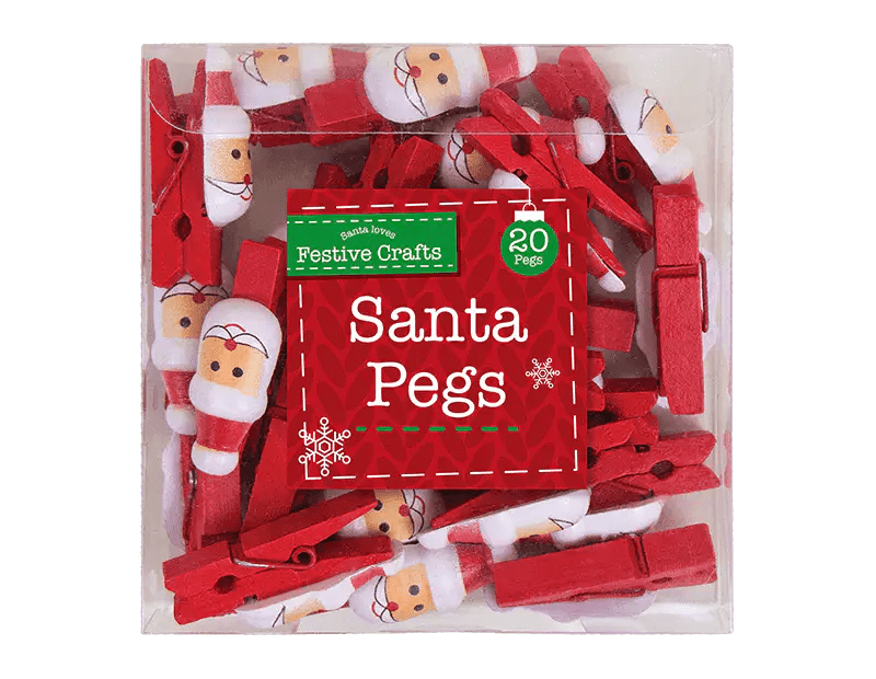 Christmas Santa Wooden Pegs - 20 Pack (XMA3199OB) - Printable Heaven
