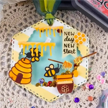 Printable Heaven Large Cutting Die - Bees and Honey (14pcs) (A132) - Printable Heaven