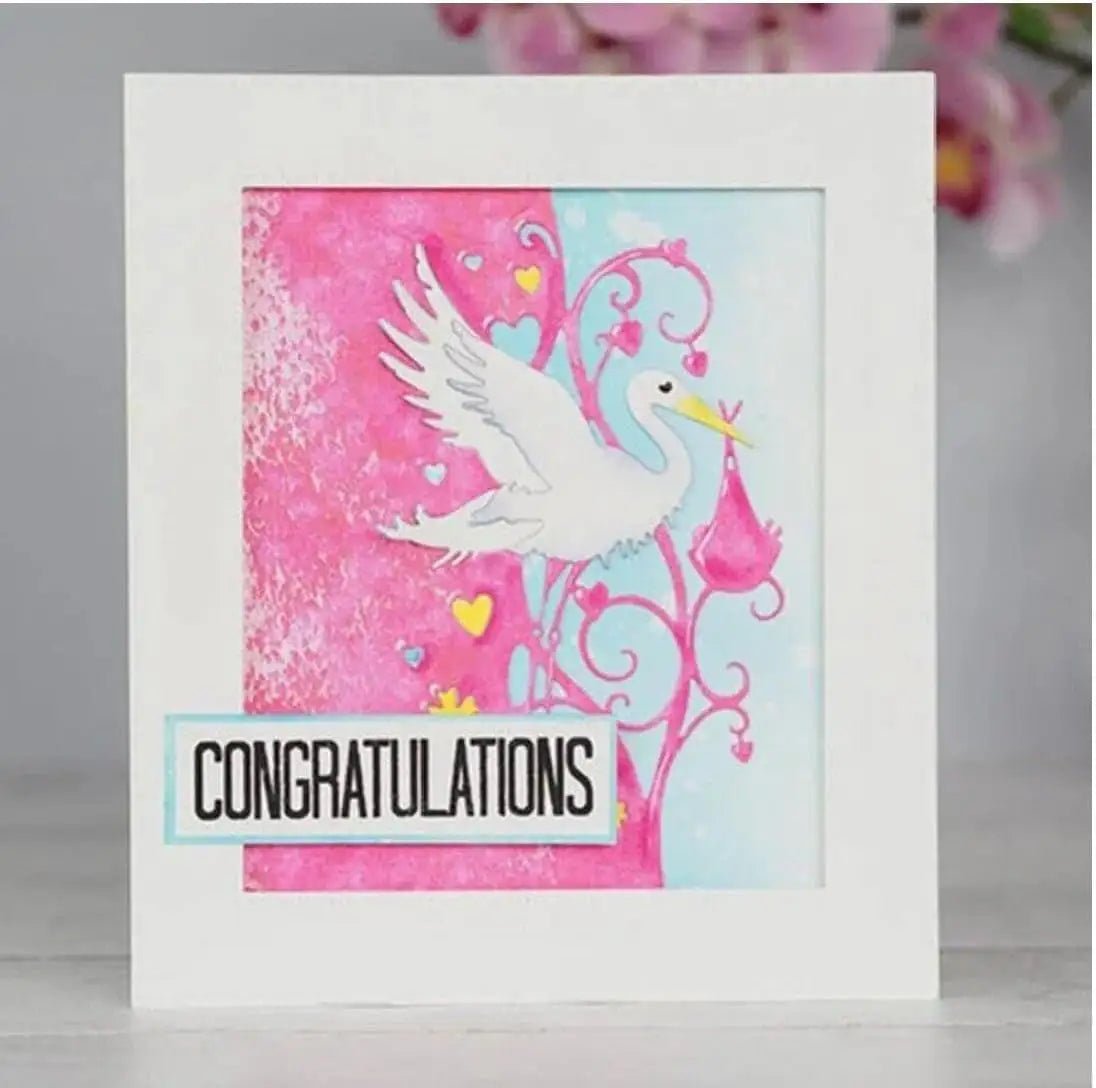 Stork Card Front Cutting Die (1 PC) (B130) - Printable Heaven