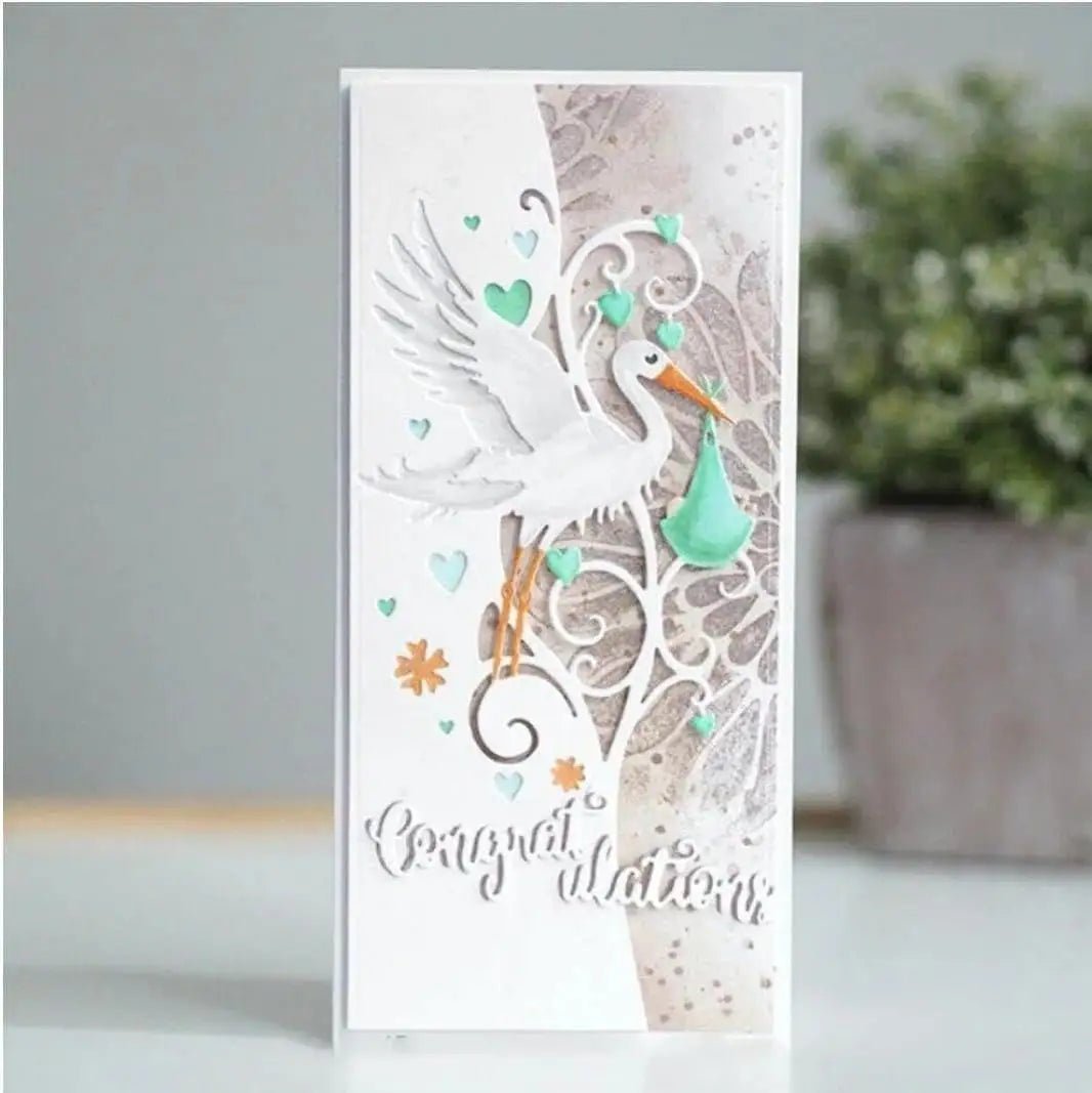 Stork Card Front Cutting Die (1 PC) (B130) - Printable Heaven