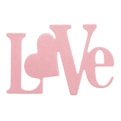 The word “Love” appears in pink letters, with a heart shape replacing the “o”—a delightful detail that’s perfect for handmade cards or papercraft projects created with the Printable Heaven LOVE Sentiment Cutting Die (1 PC) (W066).