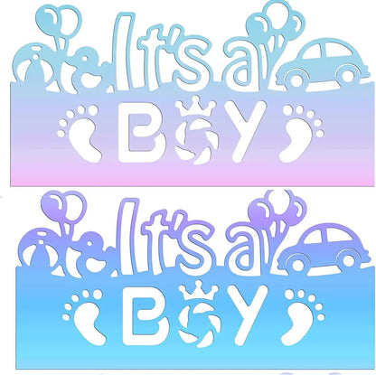 Celebrate a baby boy with these charming blue and purple gradient banners featuring footprints, balloons, and a car—perfect for baby showers or announcements. For even more creative possibilities, pair them with the Printable Heaven It’s a Boy Sentiment Cutting Die (1 PC) (W083) to craft adorable handmade cards or enhance your party decorations.