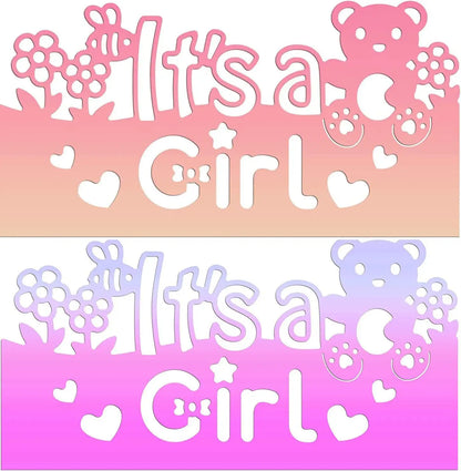 Add a touch of charm to your baby shower crafts with the Printable Heaven “It’s a Girl Sentiment Cutting Die” (1 PC, W082). This delightful cutting die lets you create playful cutout-style designs featuring the phrase “It’s a Girl,” adorned with flowers, hearts, a teddy bear, and a moon—just like decorative signs in soft pink-orange and pink-purple hues. Perfect for handmade cards or as standout baby shower decorations!.