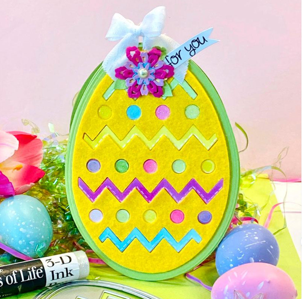 Celebrate Easter creativity with the Printable Heaven Easter Egg Metal Cutting Die (1PC) (A124). This die features a charming egg shape adorned with zigzag and dot patterns in playful designs, topped with a bow, flower, and “for you” tag. Perfect for making vibrant, pastel-themed cards or adding an extra-special touch to your scrapbooking projects this holiday season!.