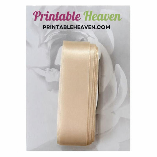 5m Double Faced Satin Ribbon in Nude (25mm width) - Printable Heaven