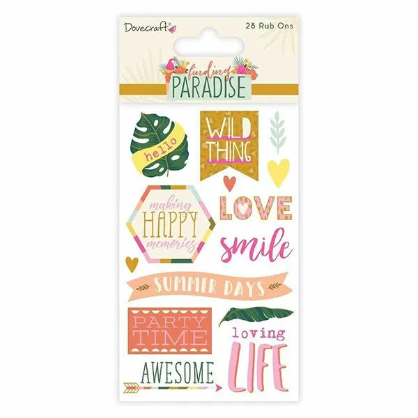 Dovecraft Stickers 28pcs - Finding Paradise Rub Ons (DCSTK104)