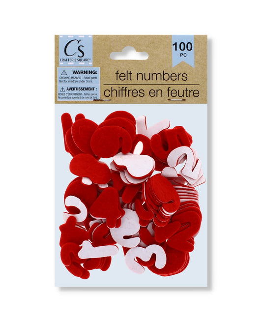 Felt Number Stickers (100 pcs) Red (300761)