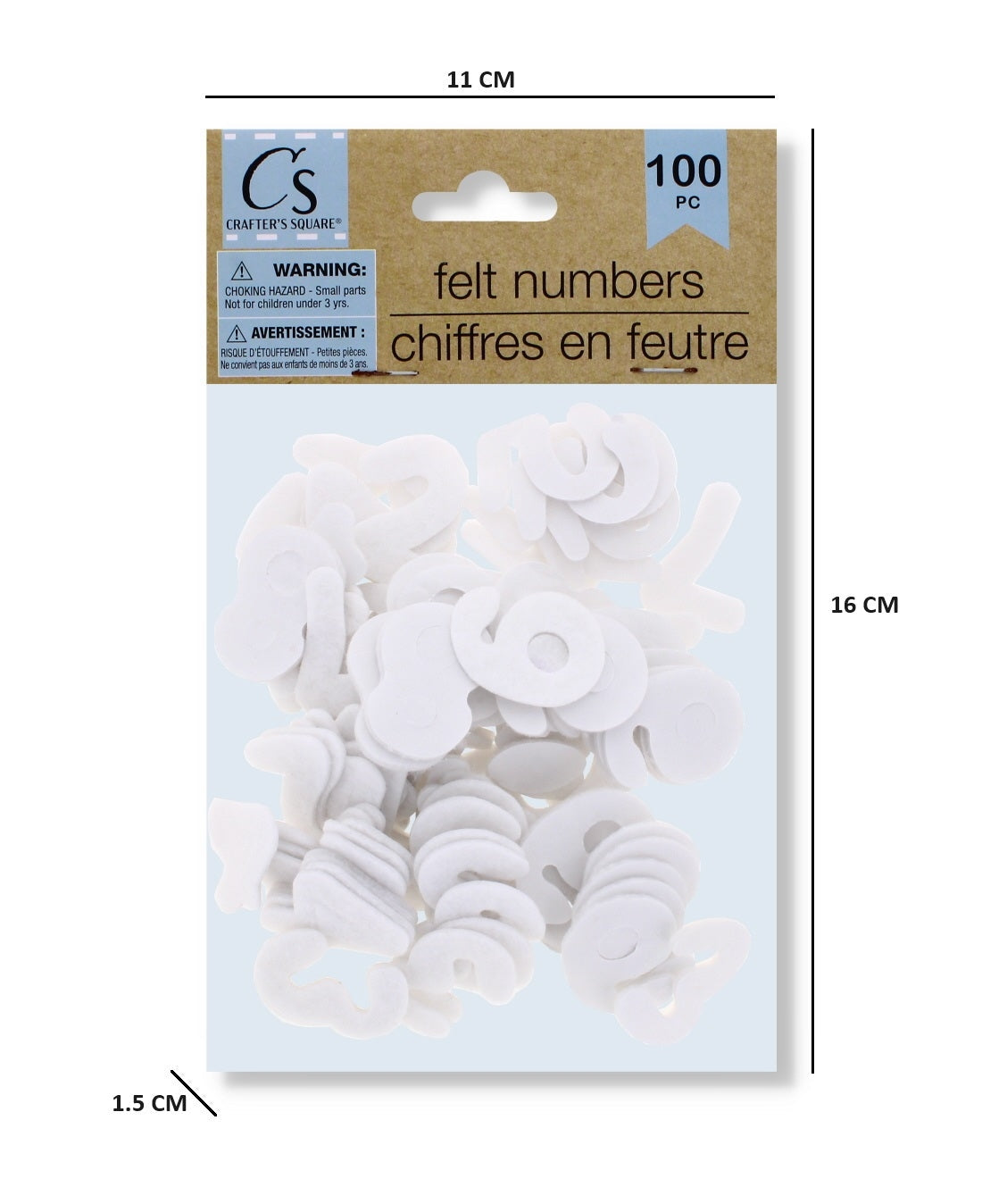 Felt Number Stickers (100 pcs) White (300761)