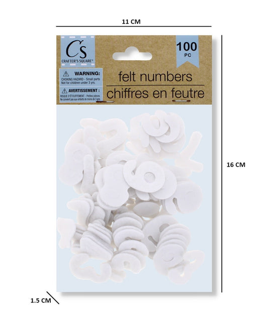 Felt Number Stickers (100 pcs) White (300761)