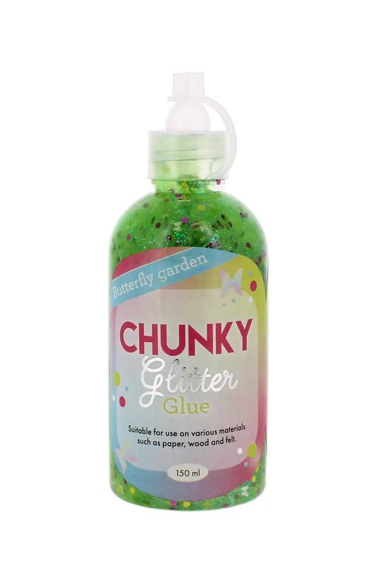 Butterfly Garden Chunky Glitter Glue - Green 150ml (3010068) - Printable Heaven