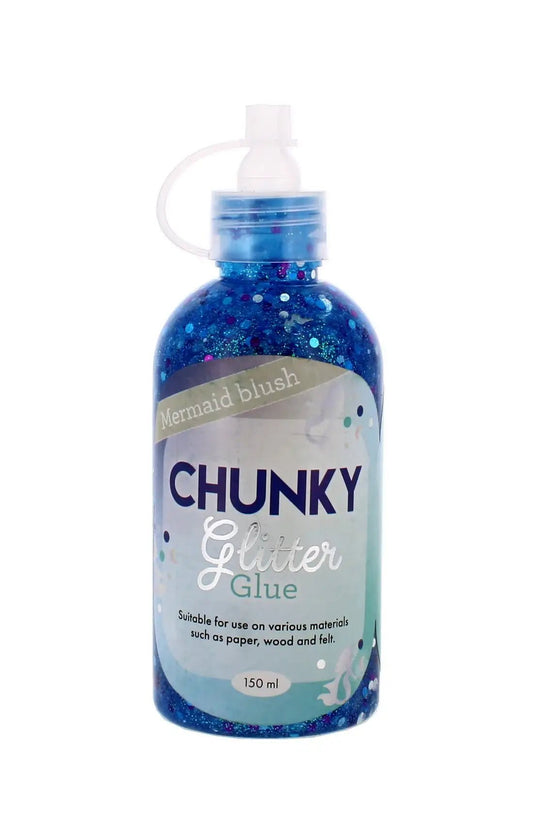 Mermaid Blush Chunky Glitter Glue - Blue 150ml (3010068) - Printable Heaven