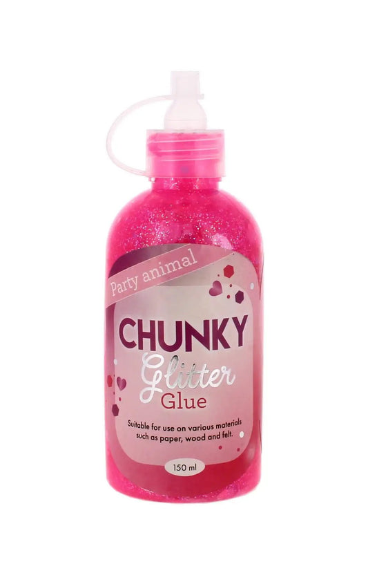 Party Animal Chunky Glitter Glue - Pink 150ml (3010068) - Printable Heaven