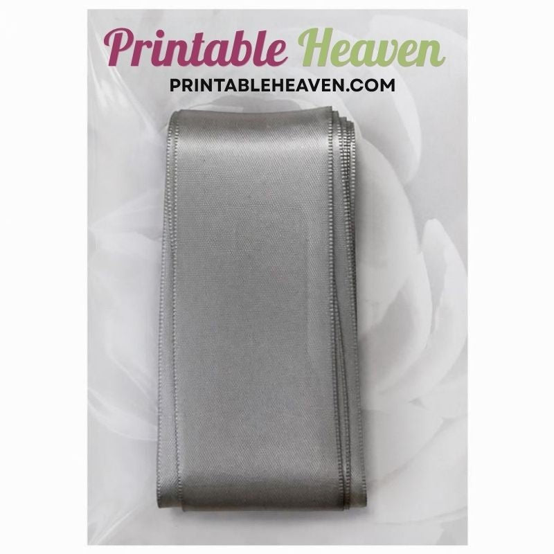 5m Double Faced Satin Ribbon in Silver (38mm width) - Printable Heaven