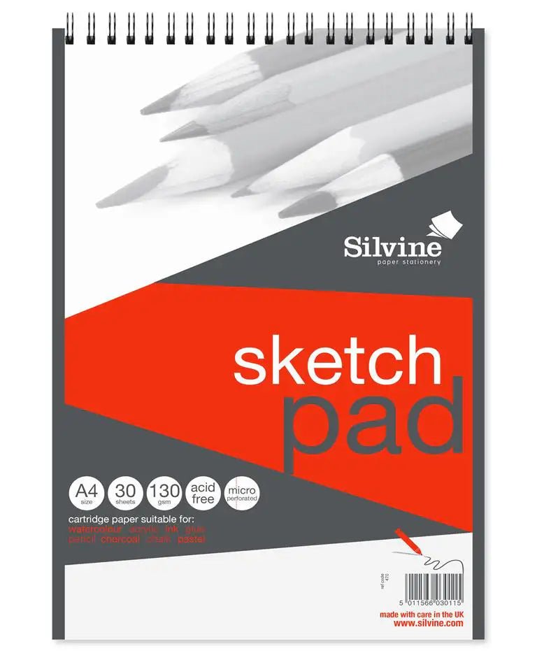 Silvine A4 Artist Pad, 130gsm, 30 Sheets (470SIN) - Printable Heaven