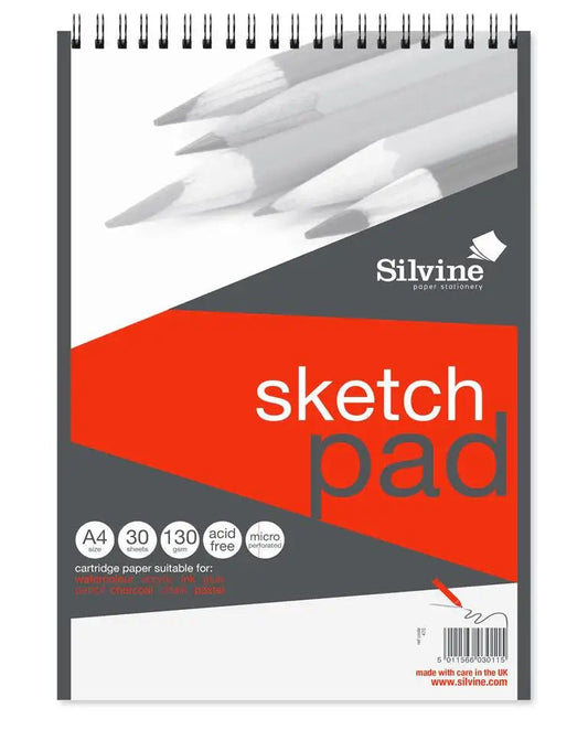 Silvine A4 Artist Pad, 130gsm, 30 Sheets (470SIN) - Printable Heaven