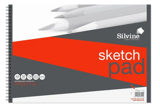 Silvine A3 Artist Pad, 130gsm, 30 Sheets (471SIN) - Printable Heaven