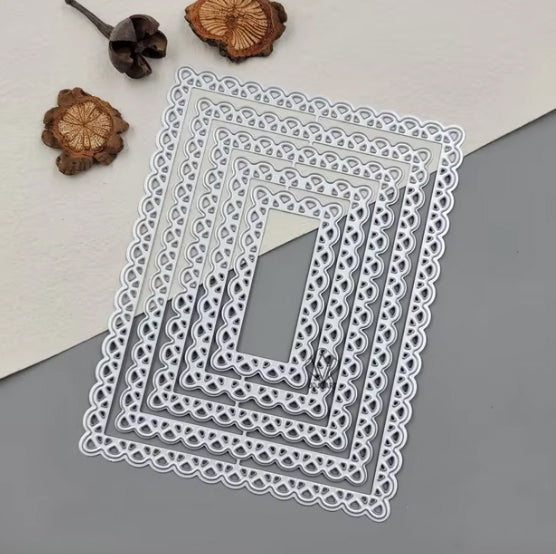 Printable Heaven Large Cutting Die - Nesting Lace Edge Rectangles (5pcs)