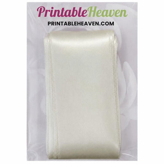 5m Double Faced Satin Ribbon in Antique White (50mm width) - Printable Heaven