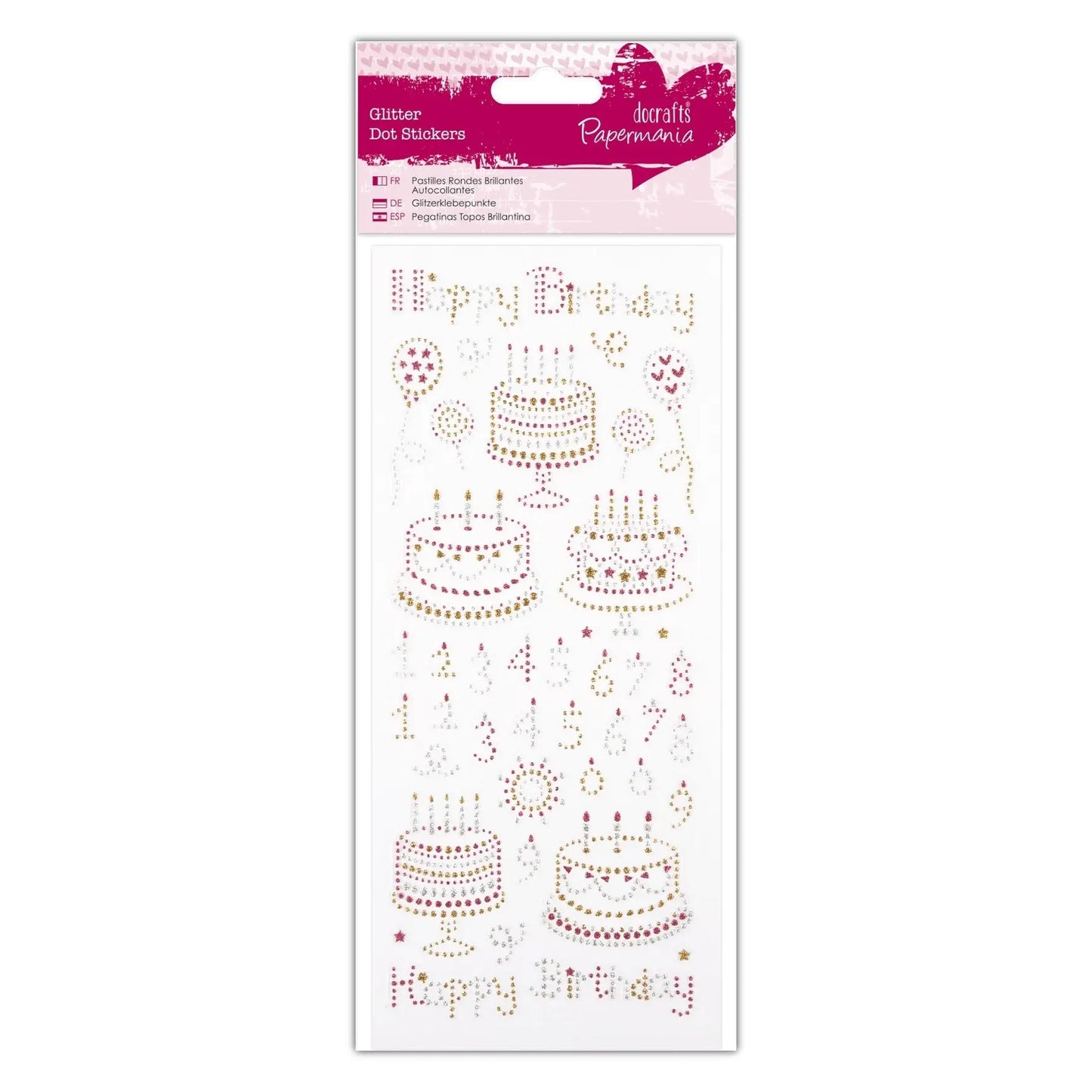 Glitter Dot Stickers - Happy Birthday (PMA 818206) - Printable Heaven