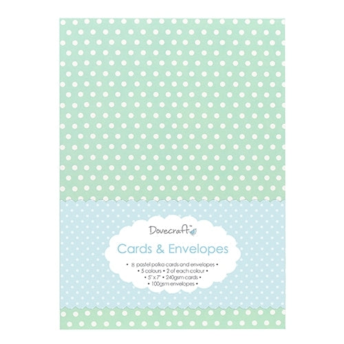 Dovecraft Pastel Polka 5"x7" Cards & Envelopes (DCCE007)