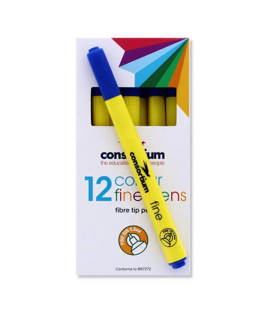 Blue Fine Tip Fibre Pens (12 Pk) (610262) - Printable Heaven
