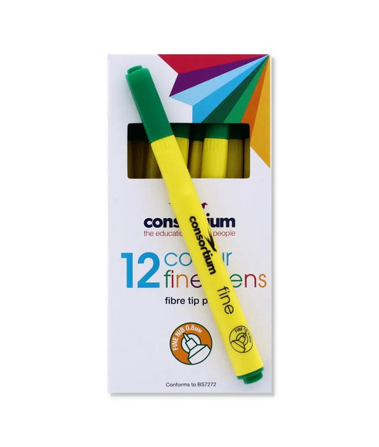 Green Fine Tip Fibre Pens (12 Pk) (610262) - Printable Heaven