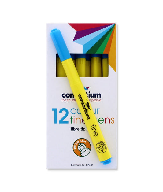 Light Blue Fine Tip Fibre Pens (12 Pk) (610262)