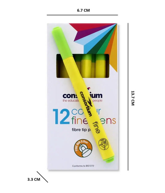 Light Green Fine Tip Fibre Pens (12 Pk) (610262) - Printable Heaven
