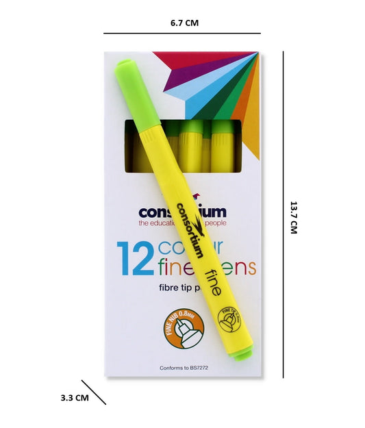 Grey Fine Tip Fibre Pens (12 Pk) (610262)
