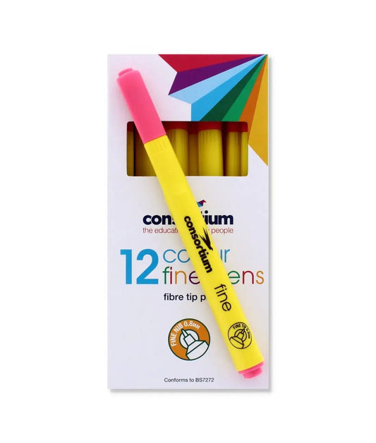 Pink Fine Tip Fibre Pens (12 Pk) (610262) - Printable Heaven